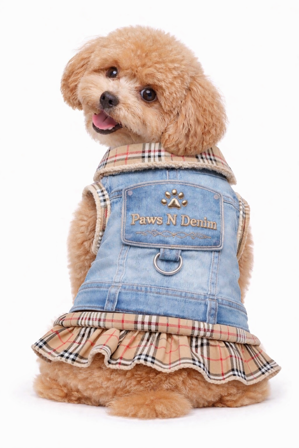 Pawburry Denim Dog Vest W/Ruffle Skirt