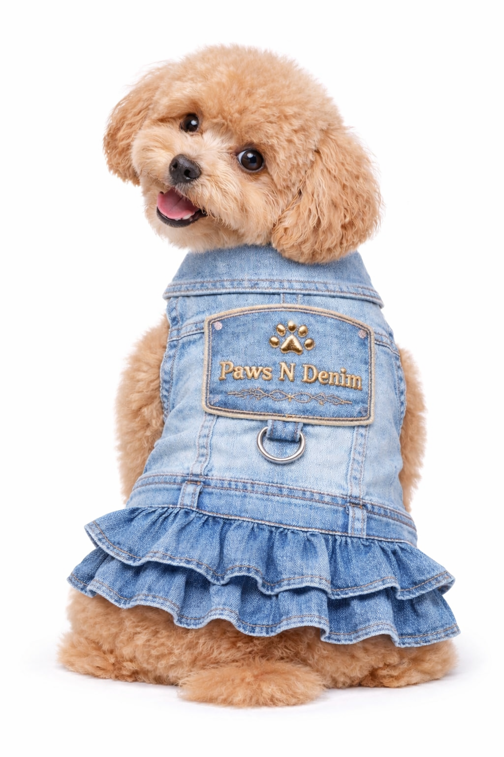 Classic Denim Dog Vest W/Ruffle Skirt